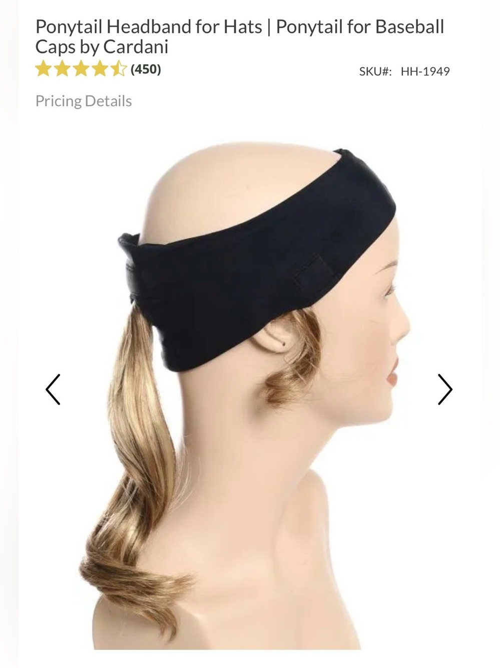 Ponytail headband for hats by Cardani - Picture 5 of 6